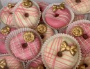 Cupcakes - Donuts met gouden bloem en strik roze